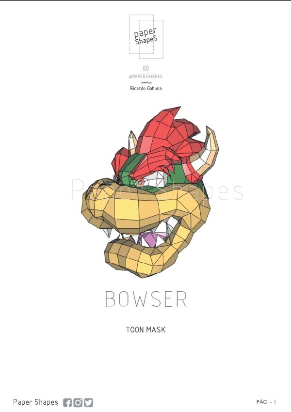 Bowser - papercraft mask HALLOWEEN - Imagen 5