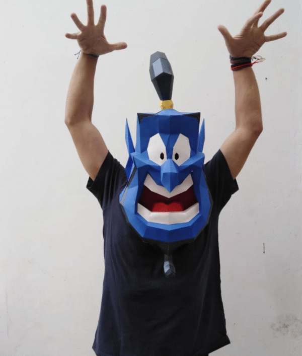 Genio Aladdin papercraft Mask Halloween - Imagen 3