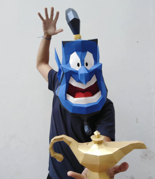 Genio Aladdin papercraft Mask Halloween - Imagen 5