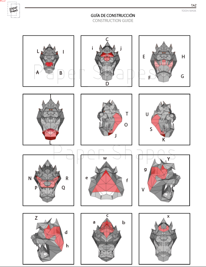 TAZ LOONEY TUNES - PDF PRINTABLE MASK - Imagen 2