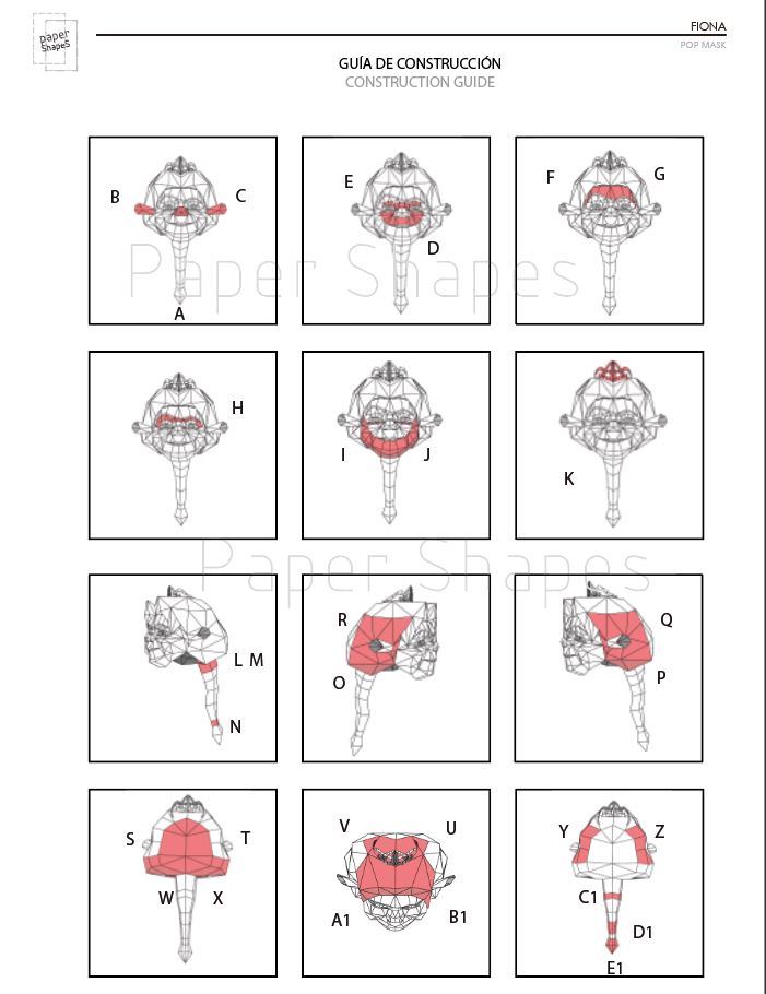 FIONA - SHREK PAPERCRAFT MASK - Imagen 3