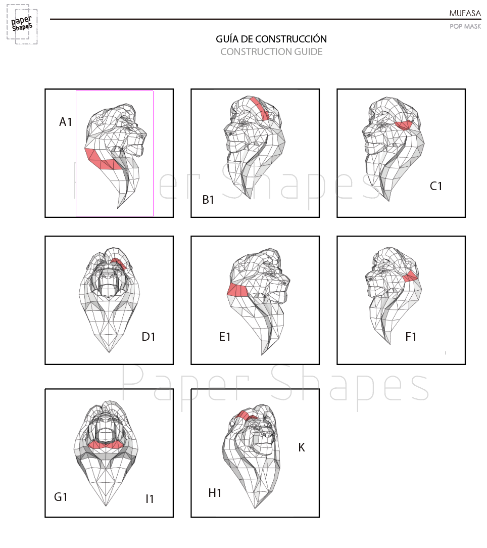 MUFASA REY LEON PAPERCRAFT MASK - Imagen 2