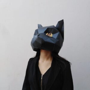gato negro halloween PAPERCRAFT DIY mask
