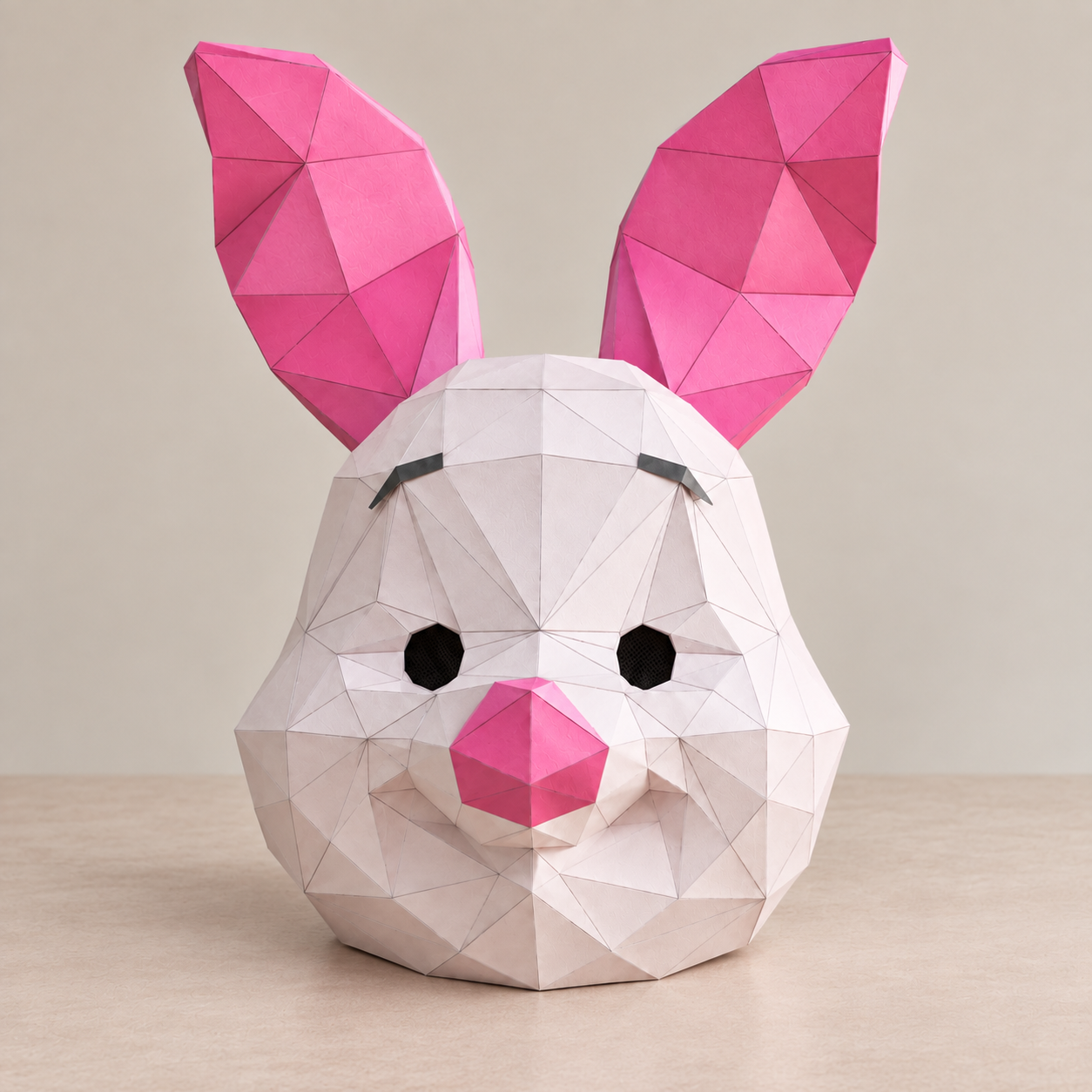 Piglet Mask Template – Winnie the Pooh Paper Mask – DIY Papercraft Costume – Printable Low Poly Mask – Halloween & Cosplay - Imagen 2