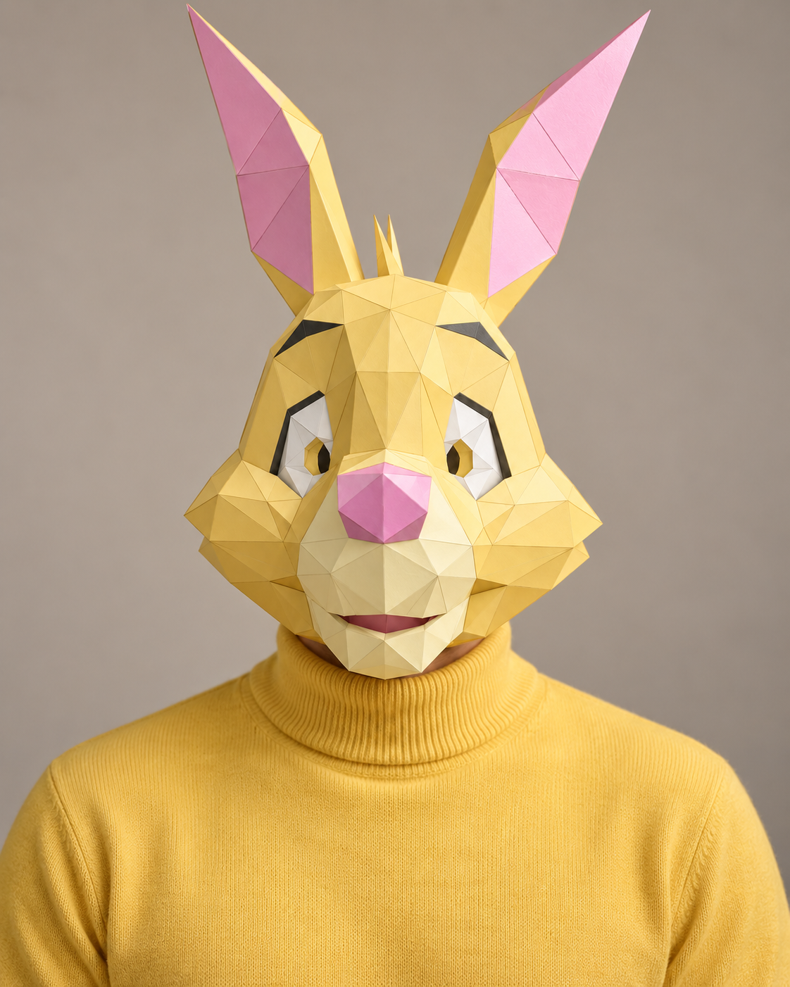 Rabbit Mask Template – Winnie the Pooh Paper Mask – DIY Papercraft Costume – Printable Low Poly Mask – Halloween & Cosplay - Imagen 3