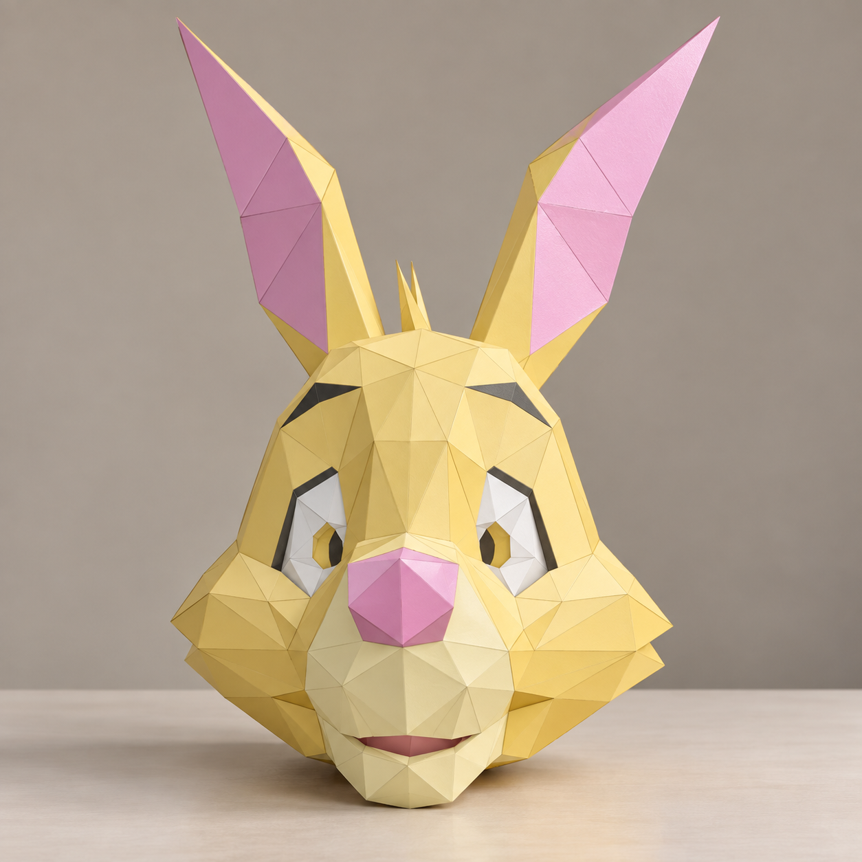Rabbit Mask Template – Winnie the Pooh Paper Mask – DIY Papercraft Costume – Printable Low Poly Mask – Halloween & Cosplay - Imagen 2
