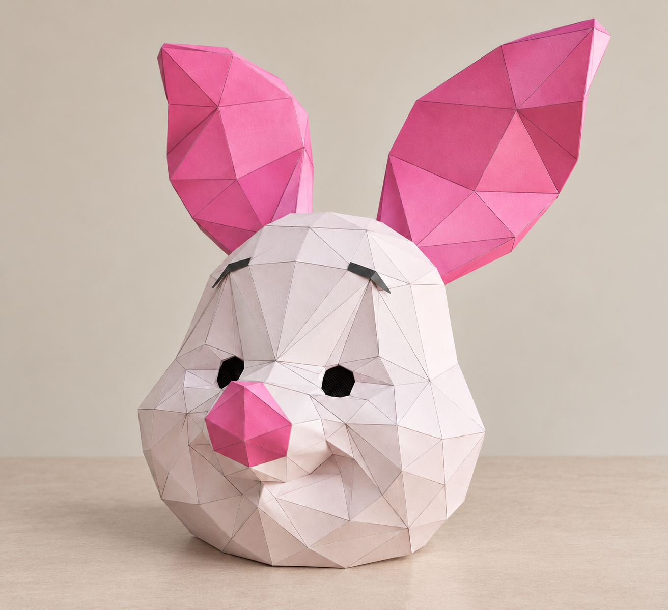 Piglet Mask Template – Winnie the Pooh Paper Mask – DIY Papercraft Costume – Printable Low Poly Mask – Halloween & Cosplay - Imagen 3
