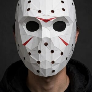 Jason Voorhees Mask Template – Friday the 13th Hockey Mask, 3D Papercraft PDF, DIY Halloween Costume