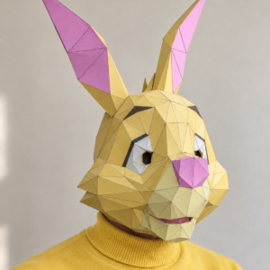 Rabbit Mask Template – Winnie the Pooh Paper Mask – DIY Papercraft Costume – Printable Low Poly Mask – Halloween & Cosplay