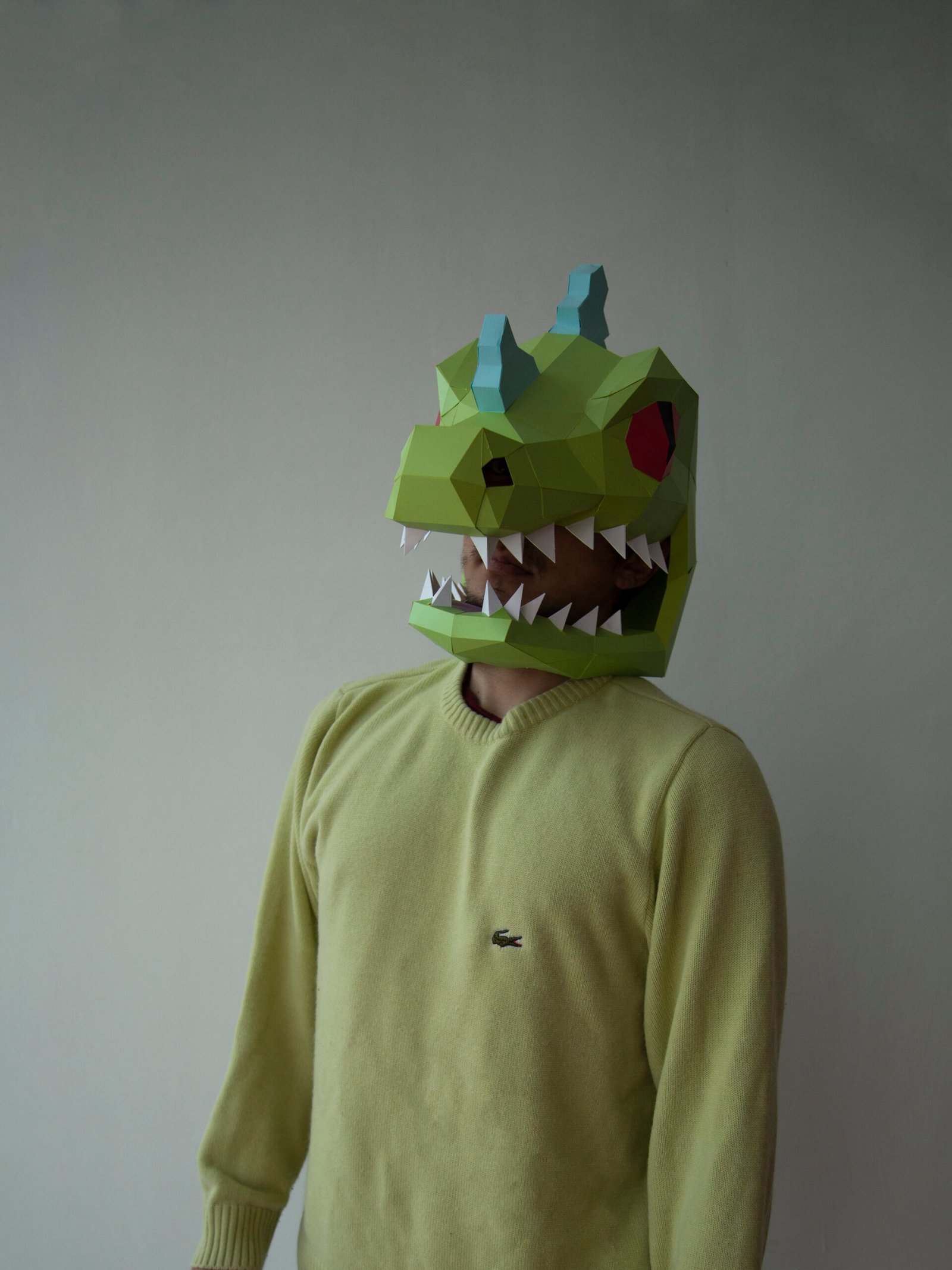 Reptar Mask – Rugrats DIY Papercraft Dinosaur Costume | Printable 3D Paper Mask PDF - Imagen 3
